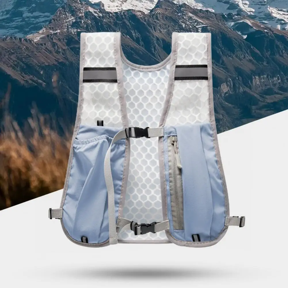 

Vest Backpack Breathable Mesh Adjustable Buckles Hiking Vest Safety Reflective Strips Water Bottle Storage Running Backpack