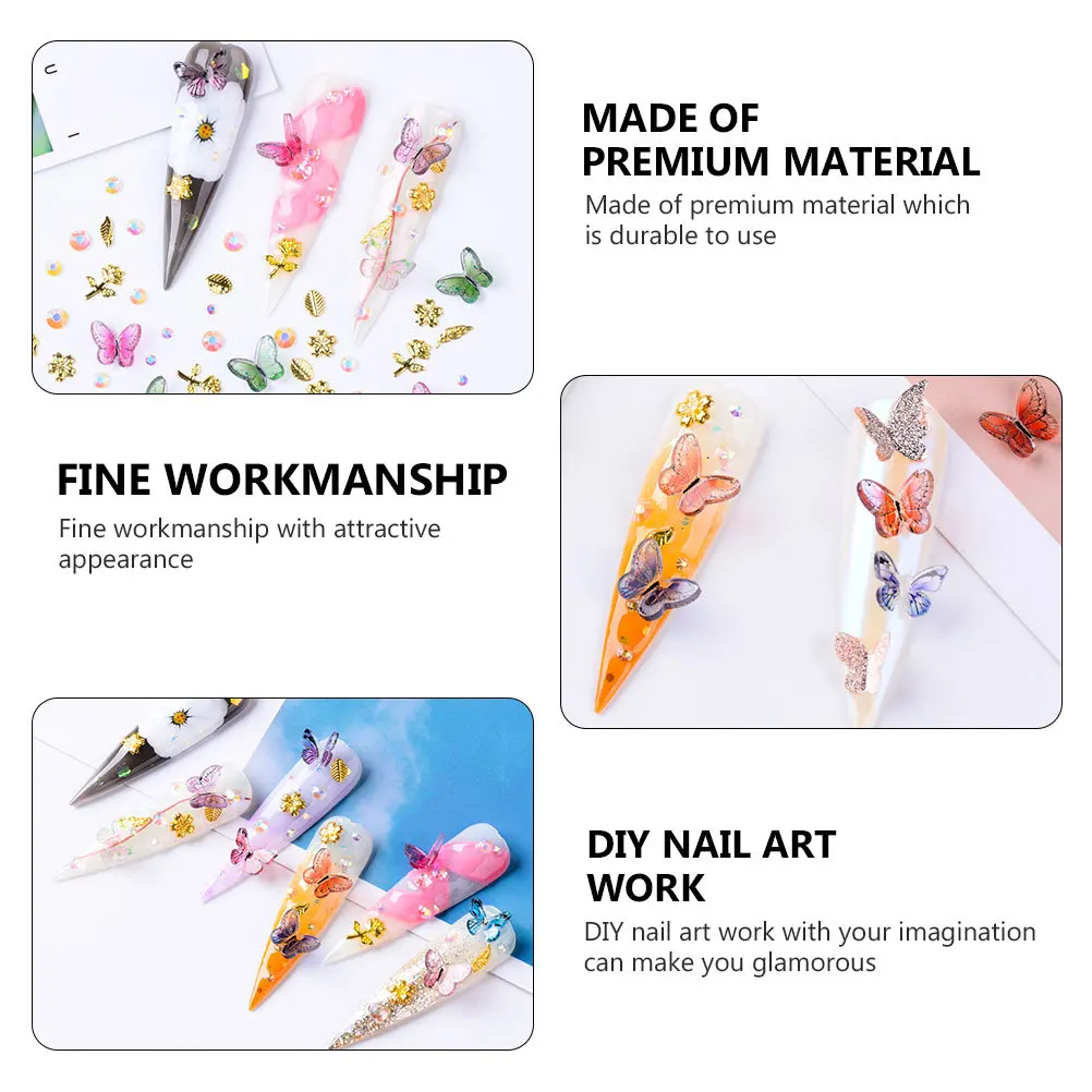 6 boîtes papillons ongles strass Premium manucure charme bricolage Nail Art paillettes décoration manucure charme