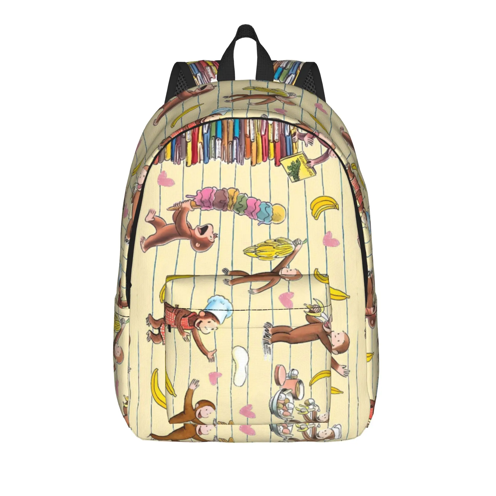 C-Curious George Backpack Teen  Durable Backpacks Polyester Kawaii School Bags University Design Rucksack