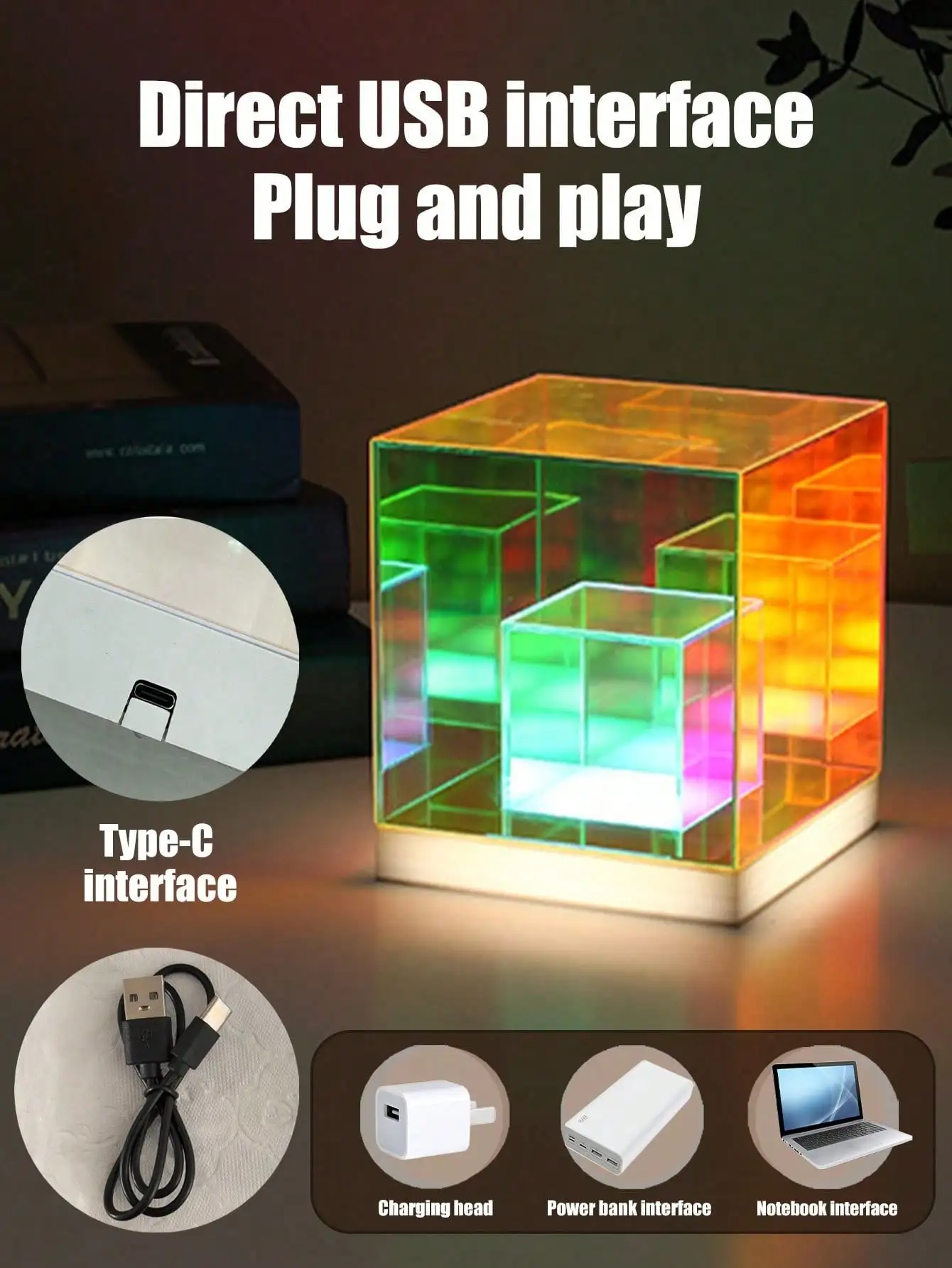 RGB 16-Color Cube, Pyramid, Shaped LED Desk Lamp, Creative Decorative Lighting For Bedroom, Gaming Desk, Atmosphere Lamp, Night