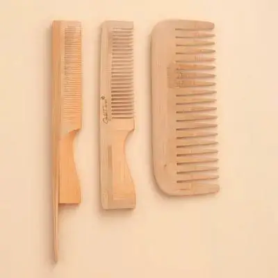 

3pcs Bamboo Hairbrush Salon Barber Hairdressing Hairdressing Comb Salon Comb Set for Men Women Fine Wide Teeth
