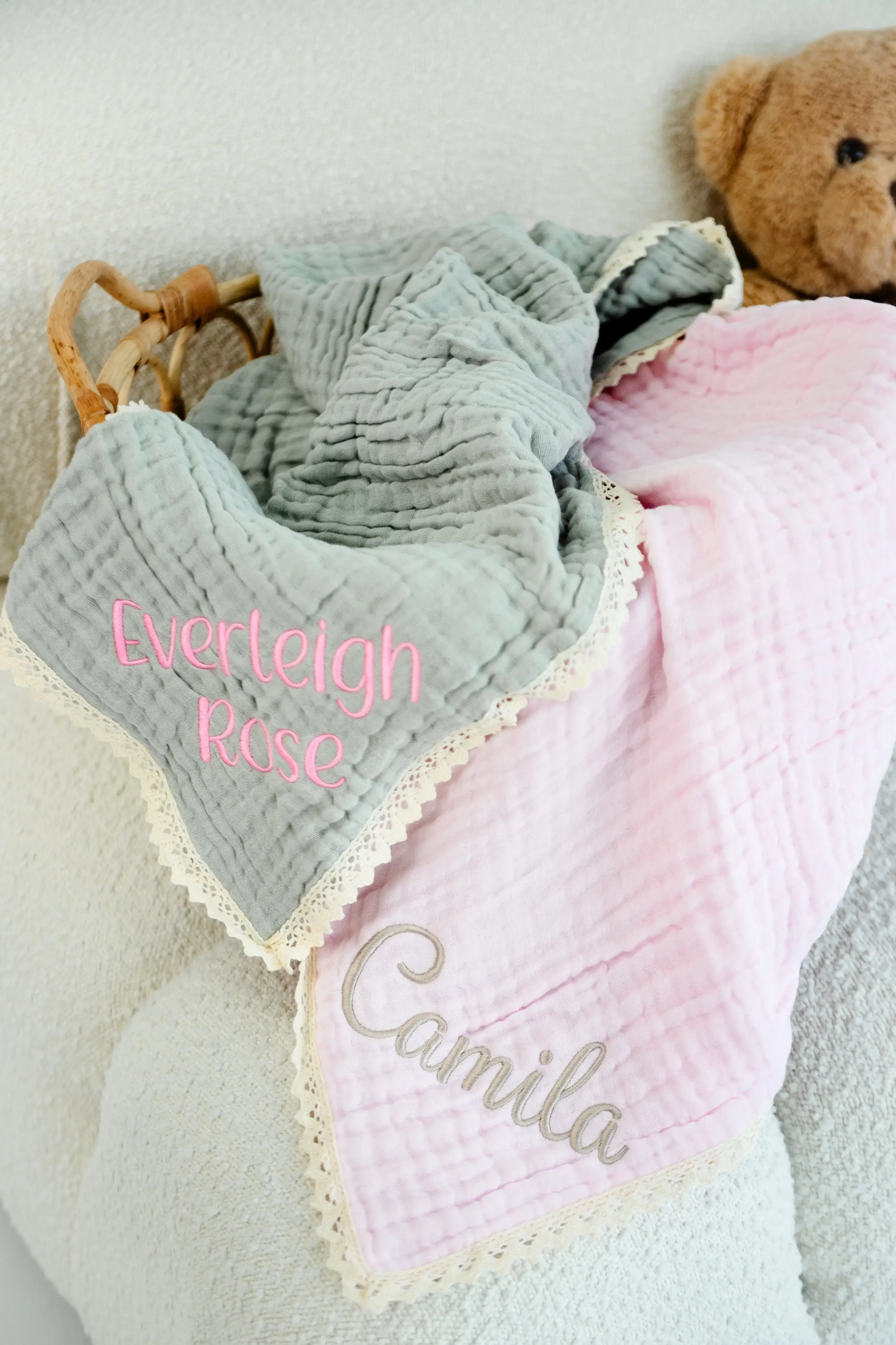 

Personalized Baby Blanket Boys Girls Soft Breathable Newborn Stroller Crib Cover Knitted Blanket with Name Photo Shower Gifts