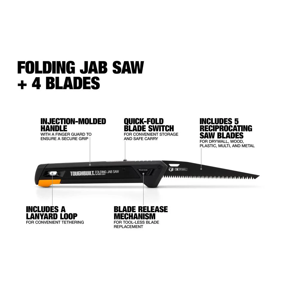 TOUGHBUILT TB-H4S5-23FU Folding Jab Saw + 4 Blades Woodworking Saws Garden Logging Hand Saws Hand Tools