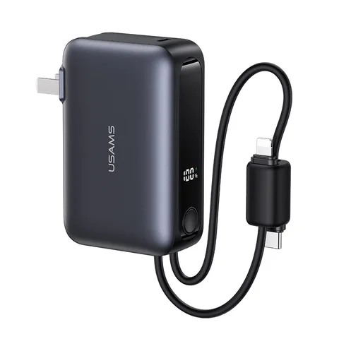 Внешний аккумулятор USAMS Power Bank 10000 мАч 2-в-1 с быстрой зарядкой USB-C, мощный портативный пауэрбанк для