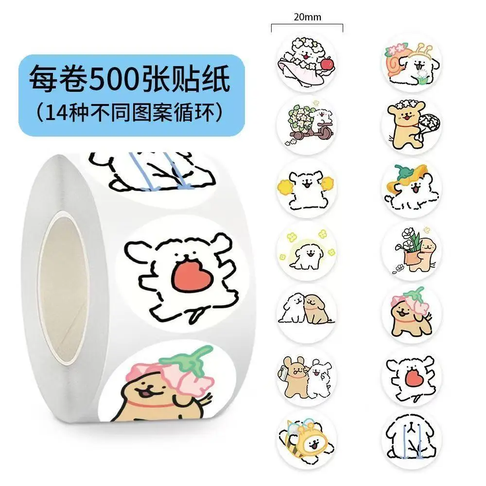 500 Stück/Rolle Cartoon-Hunde-Familien-Aufkleber DIY Skateboard Laptop Gitarre Handy Auto Siegel-Etiketten Dekoration