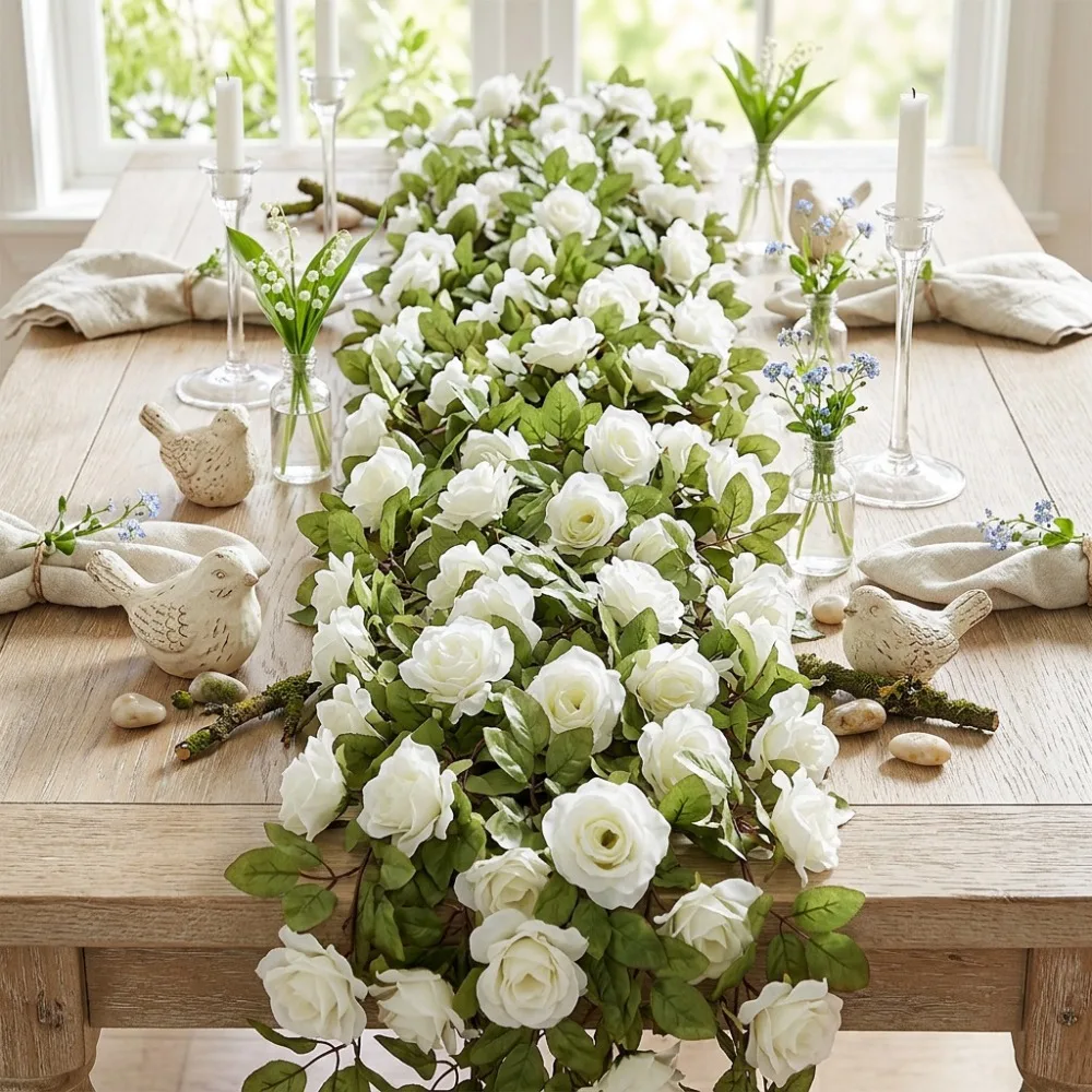 

Simulated Rose Rattan Artificial Flowers Decoration Vine for Home Decoration Outdoor Decor and Accessories decoración hogar