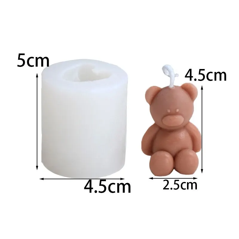 3D Cute Cartoon Bear Silicone Candle Mold Diy Handmade Soap Plaster Ice Cube Baking Mold Birthday Party Wedding Gift Making Mold