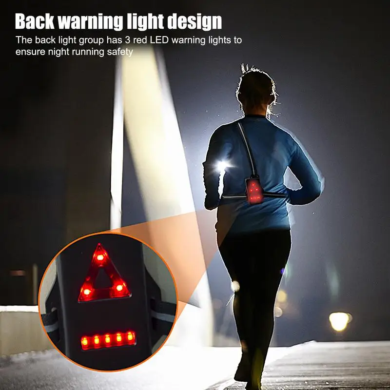 Running Flashlights For Runners High Brightness Sport Chest Light Flashlight With Warning Lights 3 Lighting Modes Rechargeable