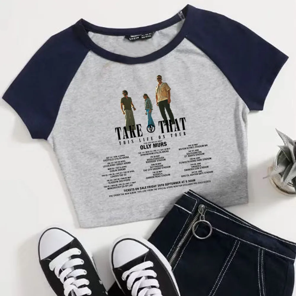 Take That This Life On Tour 2024 Crop Tops Women Girls Fashion O-neck Short Sleeve Shirt