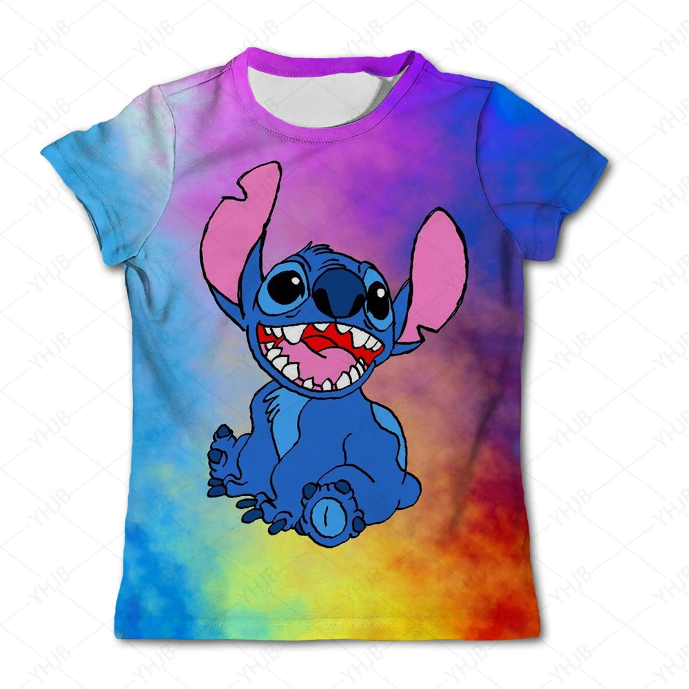 Children Boys Girls Stitch T Shirts Summer Short Sleeve Kids Stich Tops Tees Cartoon Casual Kids Clothes 1-14 Years Old T-Shirts