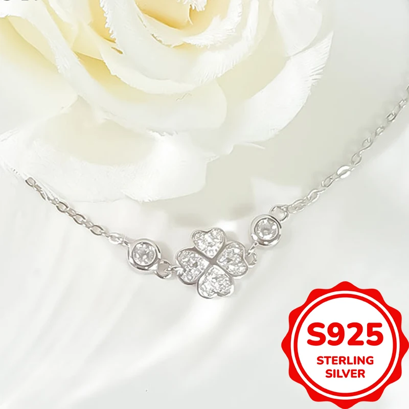 

S925 sterling silver four-leaf clover series full-body bracelet with high-end feeling simple light luxury versatile niche hand j
