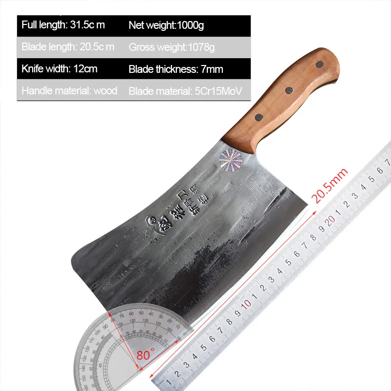 1 KG Chopping Knife 6mm Thickened Handmade Forged Kitchen Bone Knife Butcher Durable Hard Blade Chopper Kitchen Knife Cleaver view 6