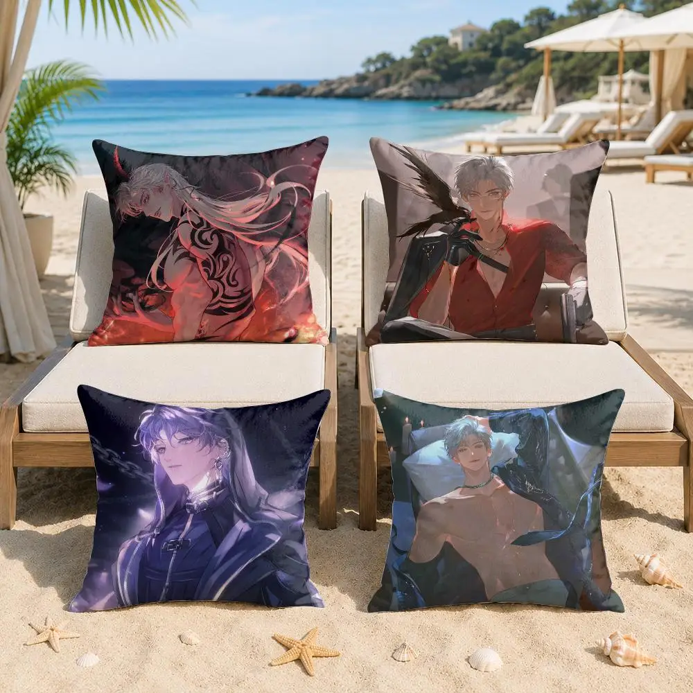 Game L-Love And Deepspace Cushion Cover Silky Short Plush Invisible Zipper Dustproof Sofa Pillow Case For Home Decor