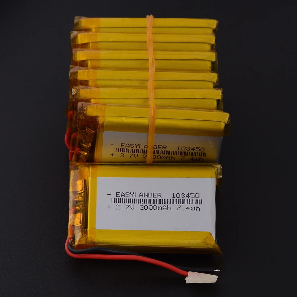 10PCS/LOT 303450 503450 403450 603450 703450 803450 903450 103450 3.7V 600~2000mAh  Lithium Li-ion Polymer Battery Lipo