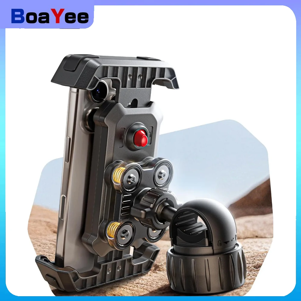 

Motorcycle Mount Bike Phone Holder Dirtbike Handlebar Clamp For Scooter Riders Protects Camera from Vibration 3-Second Quick