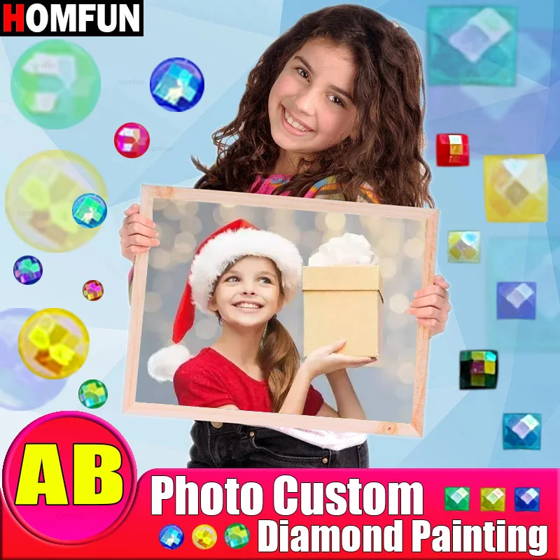 HOMFUN AB 5D pittura diamante fai da te! Personalizzato privato! Foto personalizzata! Crea la tua pittura diamante ricamo diamante trapano completo