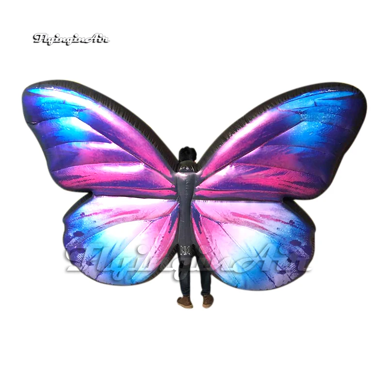 Walking Inflatable Butterfly Wing Luxurious Concert Stage Performance Blow Up Costume With LED Light For Parade Show