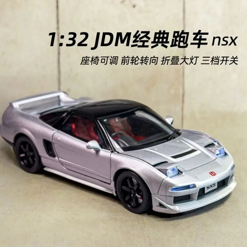 1:32 Honda NSX Alloy Sports Car Open Doors Light Sound Rear Wheel Pull Back With Display Base Desktop Ornament Collection Gift view 2