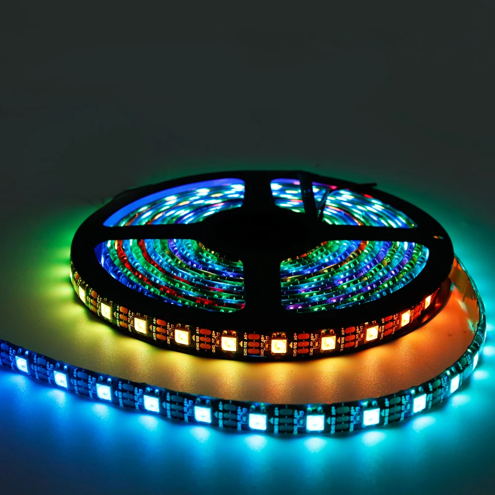 Imagem -05 - Tira Conduzida Endereçável Individualmente Ws2812b 15m 30 60 74 96 144leds m Ws2812 5050 Rgb Smart Pixels Ip30 65 67 5v cc