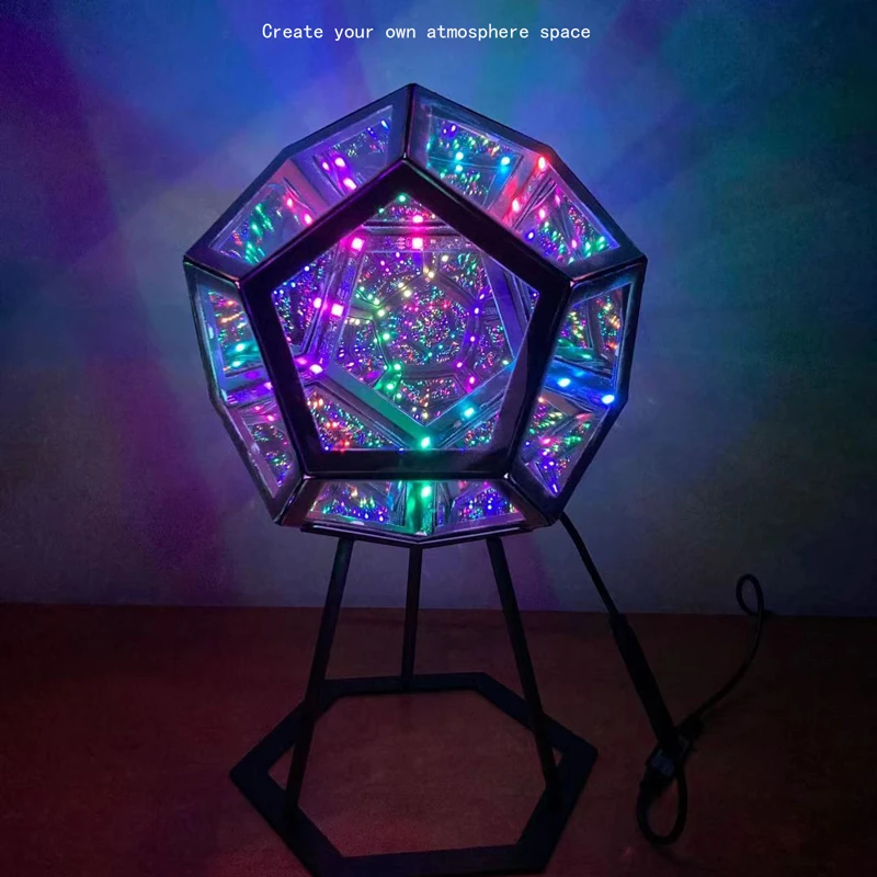 Lámpara de cielo estrellado creativa y fresca, lámpara de noche pequeña Dodecahedral, lámpara de arte de Color para el hogar, lámpara de ambiente de luz de cubo