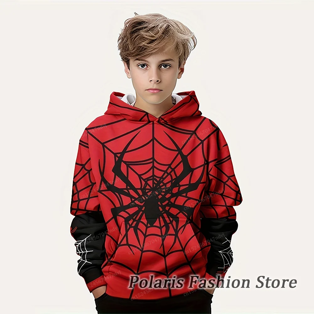 Spider Hoodie For Kids Long Sleeve Pullover Sweater Boys Girls Clothes Autumn Winter Sweatshirts Animal Man Christmas Gifts