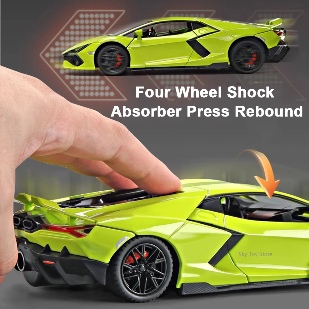 1:24 ريفويلتو سينا لعبة سيارة مصغرة سبيكة دييكاست نموذج مع أبواب رذاذ مفتوحة ضوء الصوت التراجع مركبة الصبي هدية عيد ميلاد