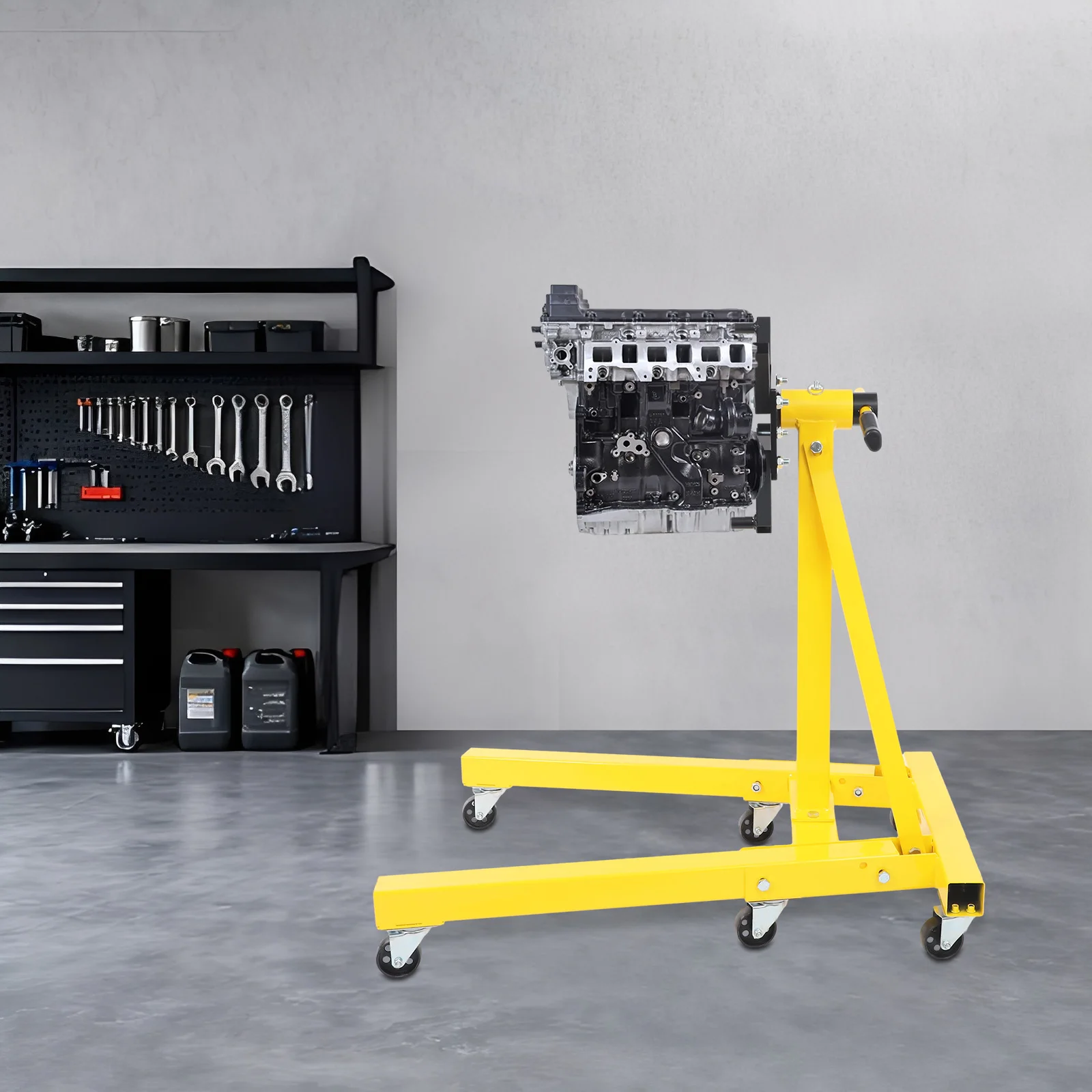 

Подставка для двигателя 2000 фунтов, сверхмощный складной держатель двигателя, вращающаяся на 360 градусов ремонтная подставка с крючком для вешалки для двигателя, желтый