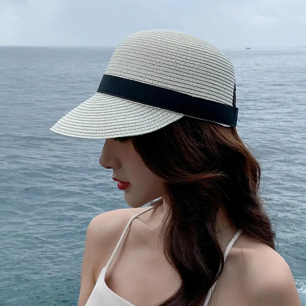 Casual Straw Braid Hat Anti shrink Sun Visor Hat Sun Beach Travel Summer Sun Hat Daily Wear