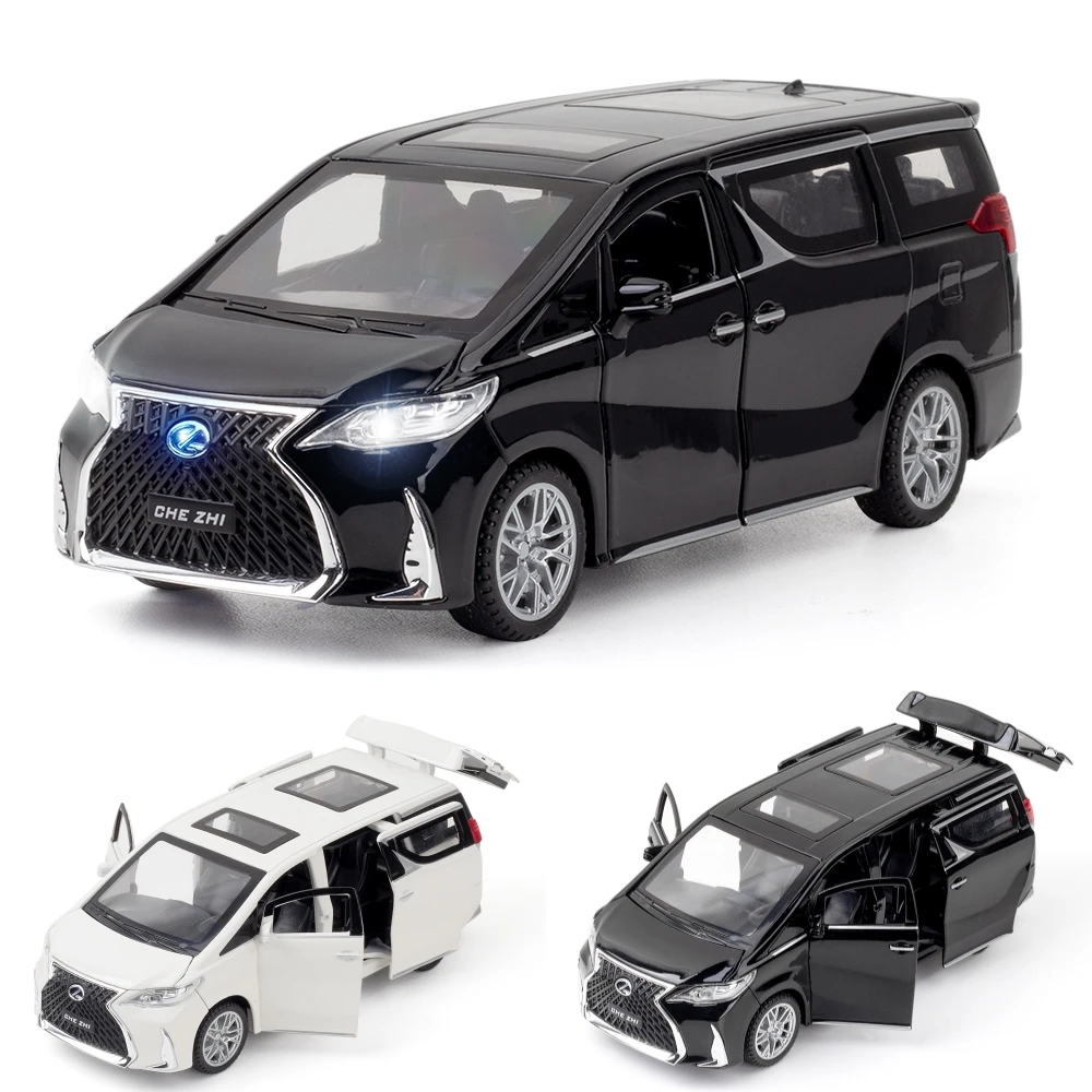 1/32 Lexus LM300h MPV Toy Car Diecast Metal Alloy Van Miniature Pull Back Sound & Light Collection Model Gift for Boy Children