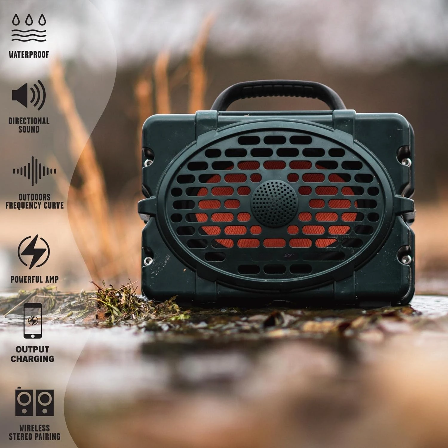 Turtlebox Gen 2: Loud! Outdoor Portable Bluetooth 5.0 Speaker | Rugged, IP67, Waterproof, Impact Resistant & Dustproof (Rich, Fu