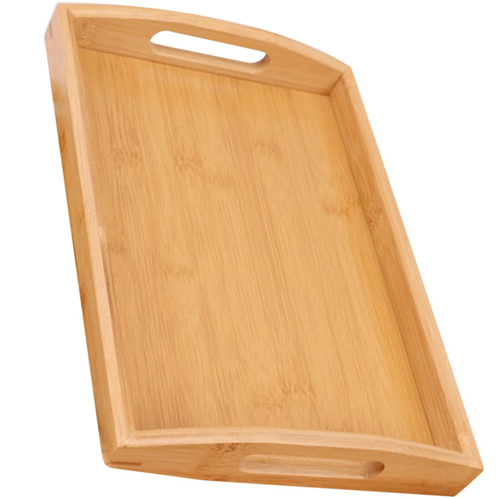 

Handle Condiment Tray Food Trays Thanksgiving Serving Dishes Platters Bamboo for Snack Wood