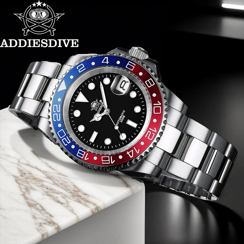 ADDIESDIVE Men's Automatic Watch Top Brand 200m Waterproof Sapphire Glass Wristwatch Super Luminous Ceramic Bezel Diving Watches