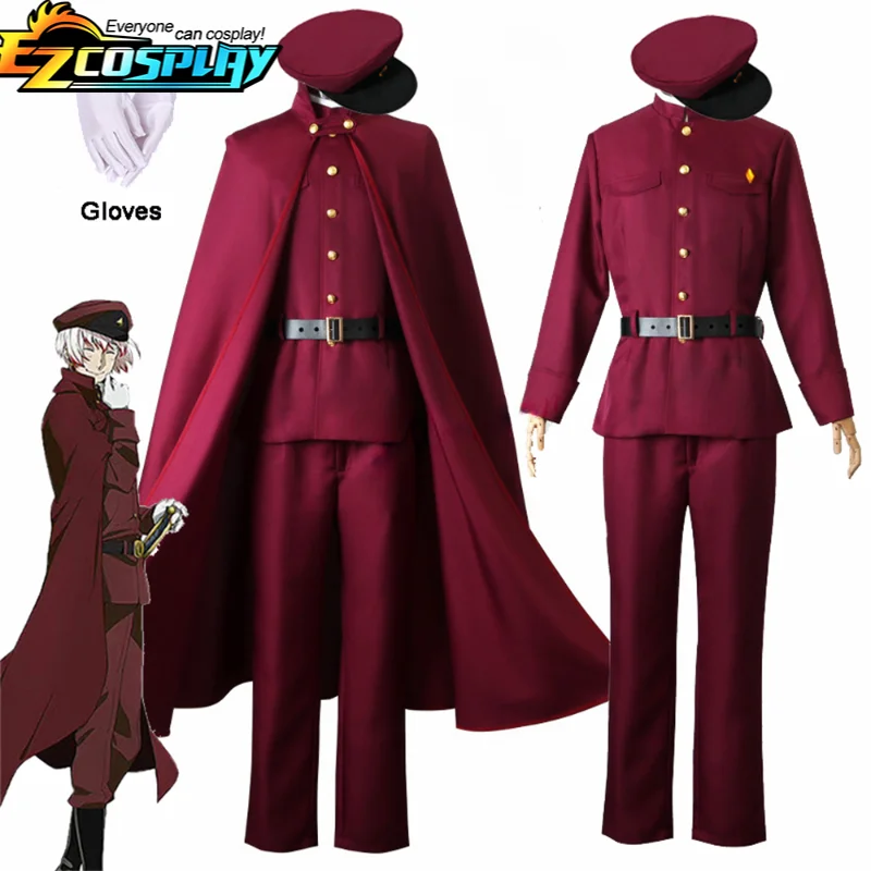 

Tetchou Suehiro Cosplay Costume Wig Anime Bungo Stray Dogs Season 4 Hunting Dogs Team Red Uniform Suit Cloak Halloween Clothes