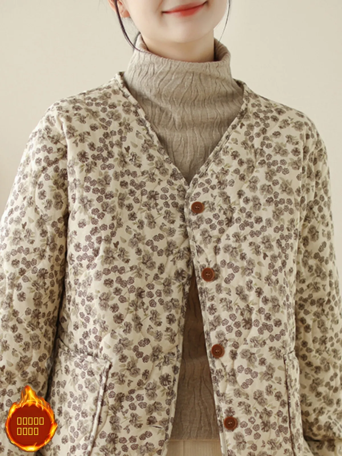 

Зимняя хлопковая куртка в винтажном стиле, свободного кроя, теплая, с круглым вырезом, женская верхняя одежда, повседневная, с длинным рукавом, в стиле пэчворк.