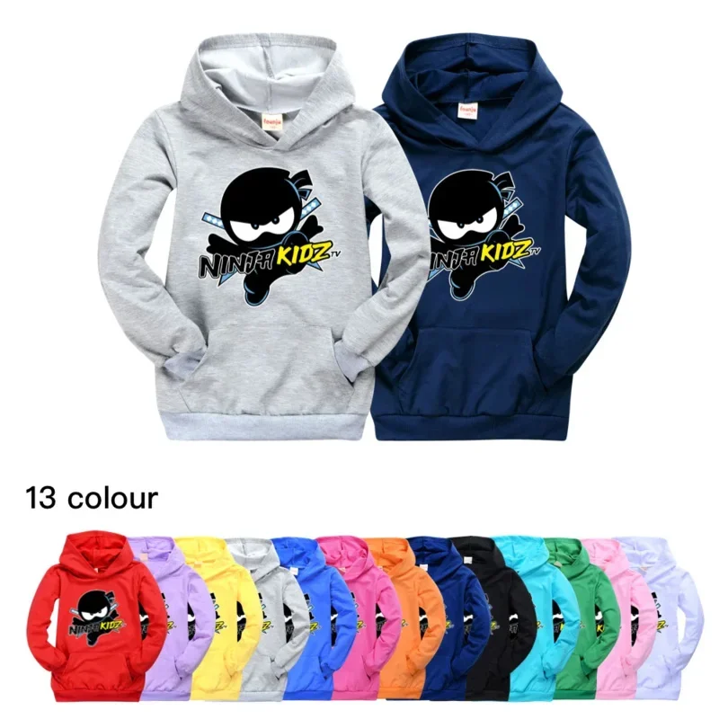 Sn60 New Kids Hooded pocket sweatshirts Ninja Kidz girls cotton hoodie clothes boys casual pullovers hip hop graphic tee1 & 2