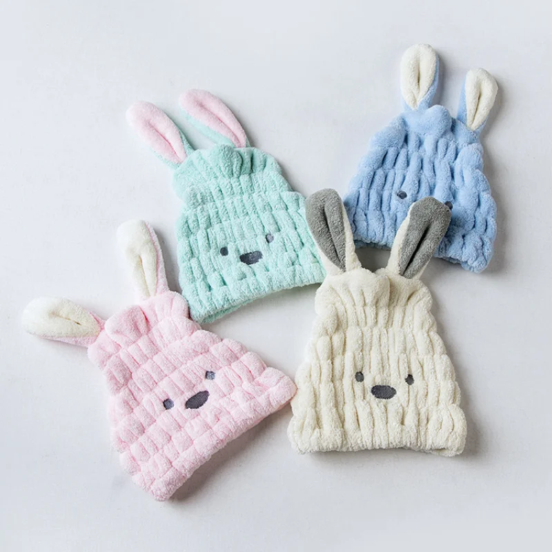 Long Ears Rabbit Dry Hair Cap Shower Thick Coral Fleece Bath Towels Strong Absorbing Drying Ultra-Soft Hats Turban Bath Supplies