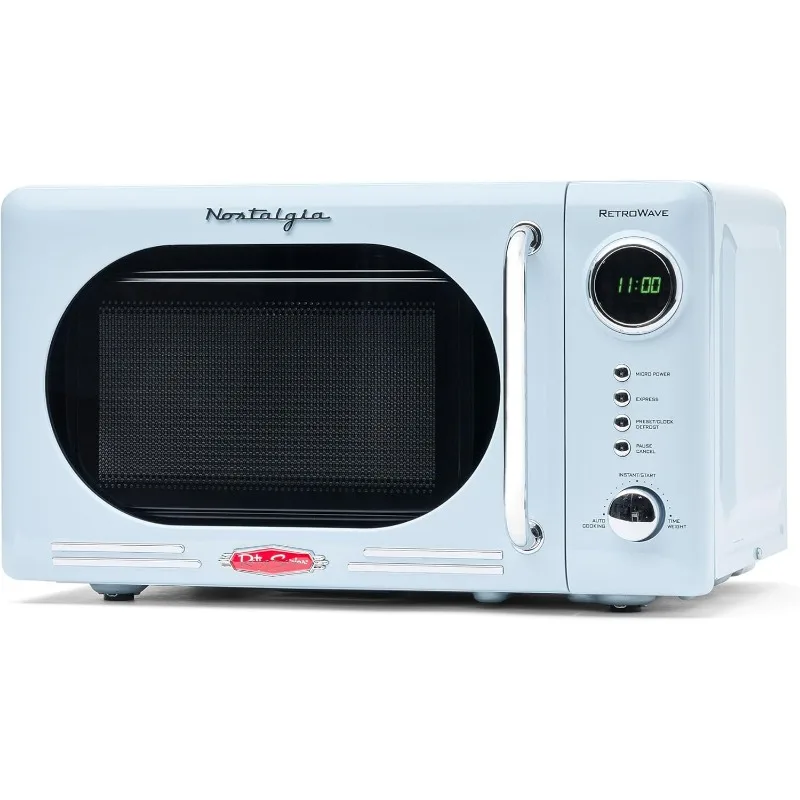 Modern Retro Microwave Countertop, Eletrodomésticos de cozinha, 700 Watts, 0,7 pés cúbicos, 12 configurações de cozinha pré-programadas