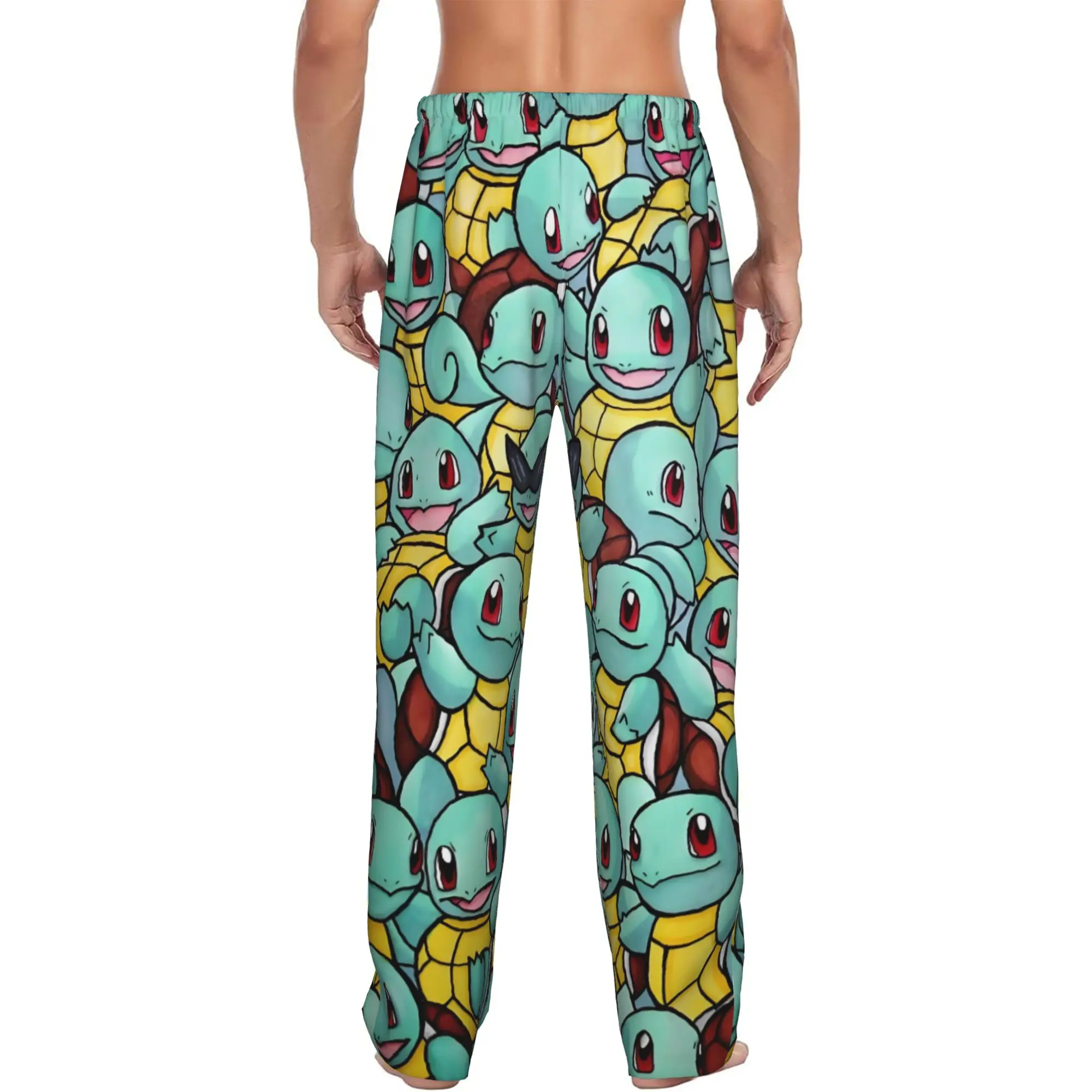 Custom Men S-Squirtled Turtle Cartoon Pajama Pants Printed Video Games Sleep Sleepwear Bottoms with Pockets