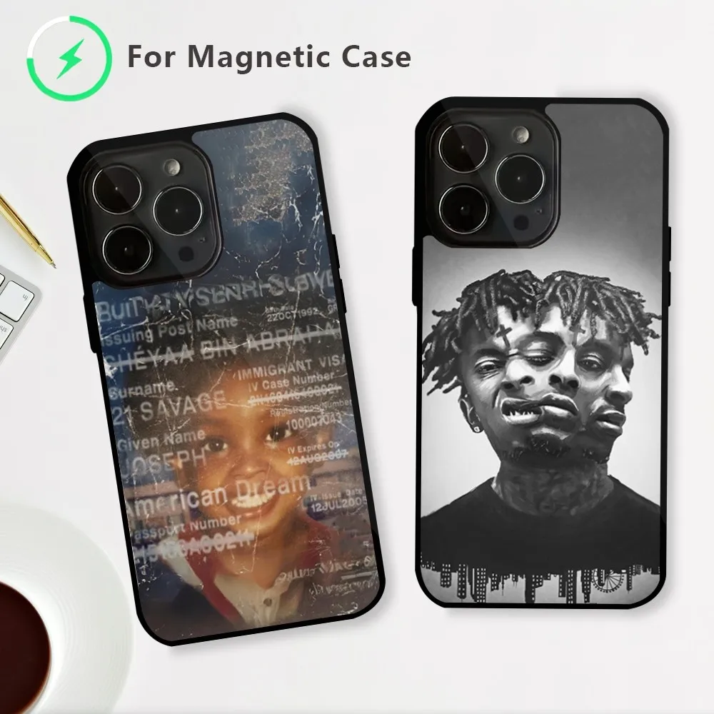 Rapper 21 Savage American Dream Phone Case For iPhone 15 14 13 12 Mini Pro Max Plus Magnetic Attraction Shell