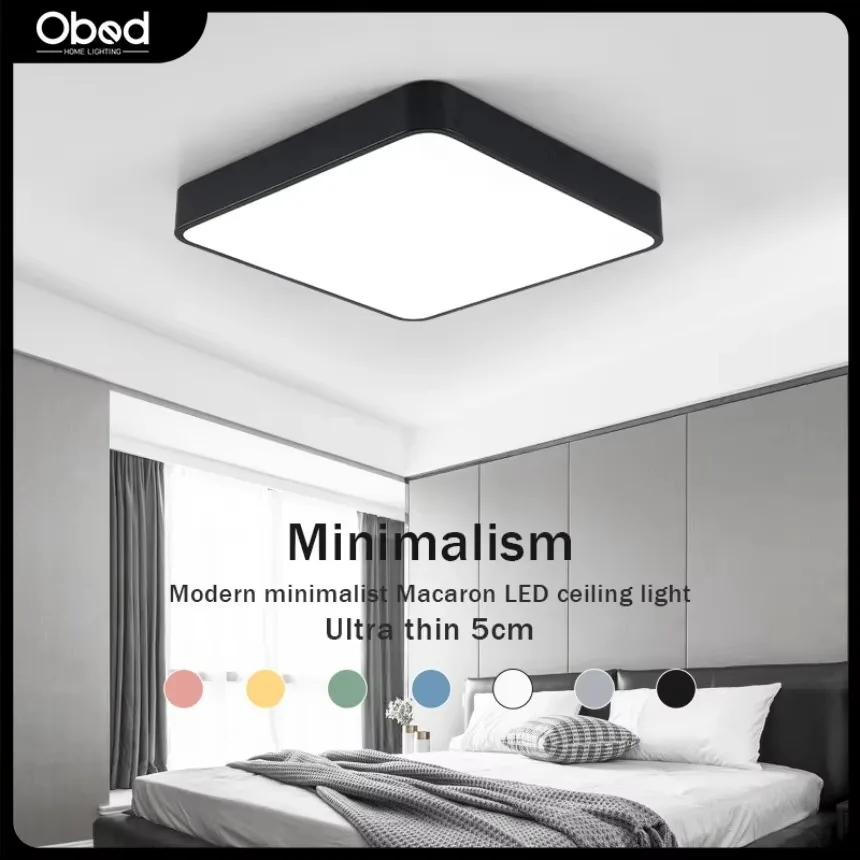 Luz de techo cuadrada LED de macarrón moderna, arte del hierro nórdico, dormitorio, sala de estar, cocina, habitación de niños, luz de decoración Interior