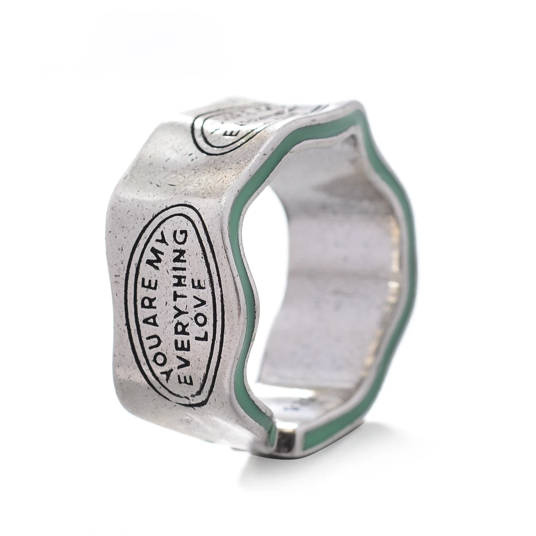 Neue Ankunft Elegante Brief Carving Grün Streifen Design Retro Thai Silber Weibliche Finger Ring Für Frauen Neue Jahr Geschenke 2023 – Detail 10