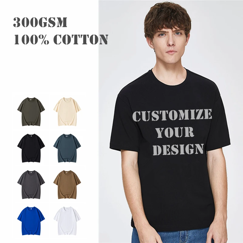 

POD Heavy Weight High Quality 100% Cotton T-Shirts Design Brand Logo Customize T-Shirt Crewneck For Men And Women DIY Top Tees