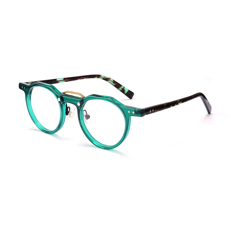 Acetate Optical Glasses Men Vintage Prescription Eyeglasses Frame Women Retro Round Spectacles Eyewear