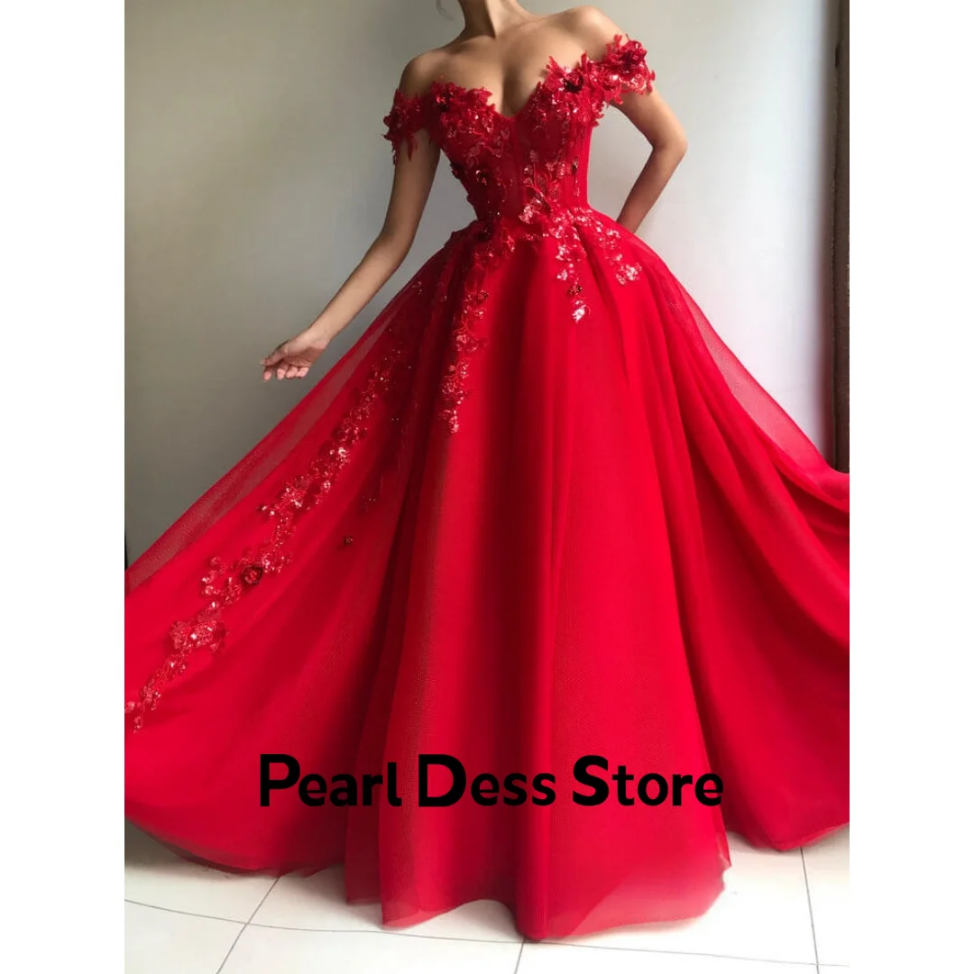 Line A Women\'s Elegant Dresses for Parties 2024 Red Wedding Dress Es Strapless Floral Lace Special Occasion Dresses Ball Gowns