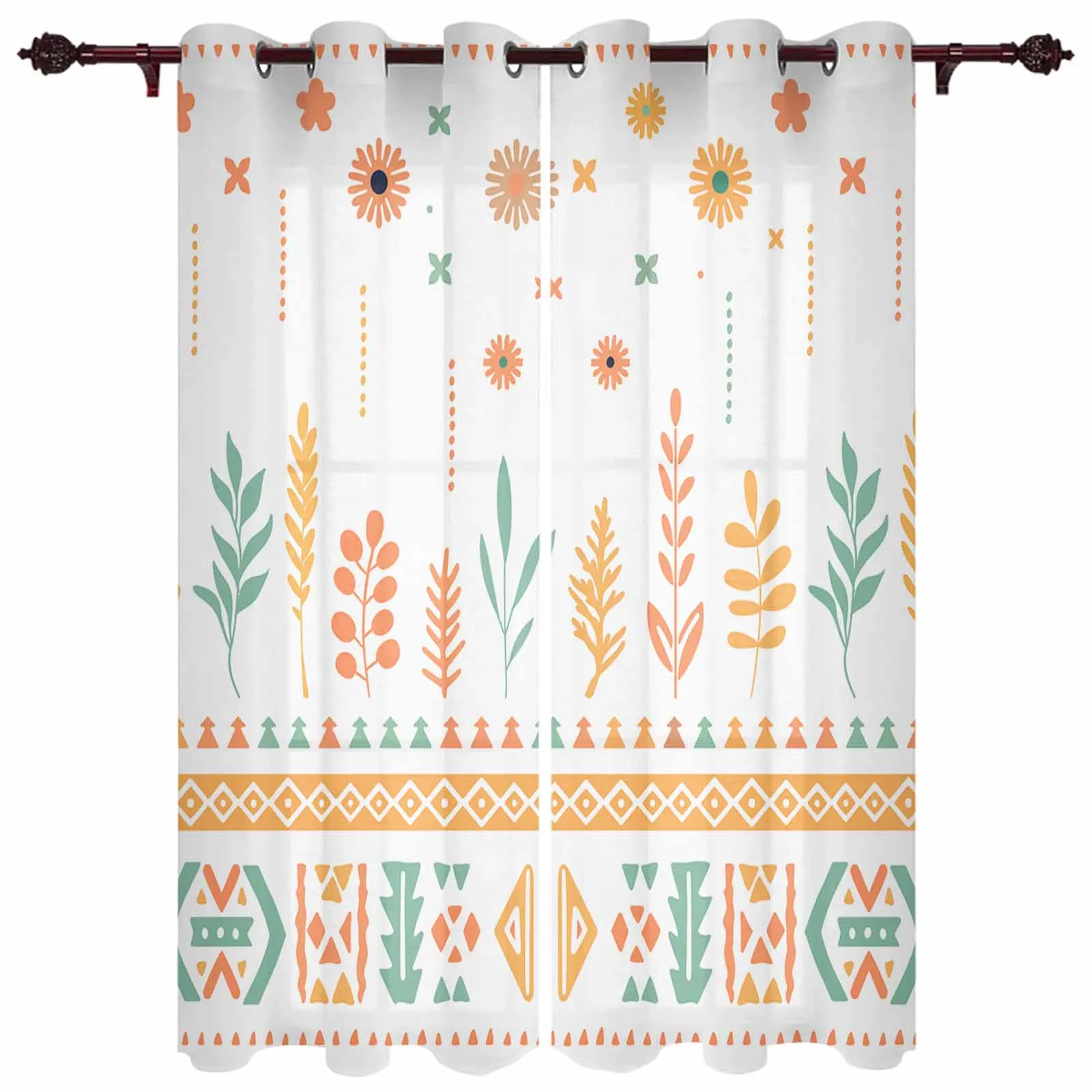 Aztec Navajo Flower Grass Tribe Modern Panels Hall Curtains for Living Room Bedroom Window Curtains Hotel Drapes