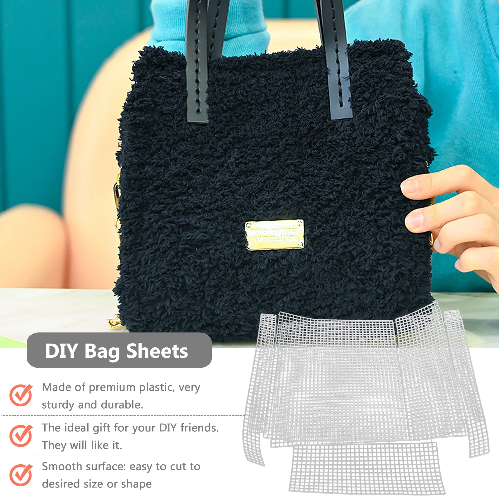 

2Sets Bag DIY Mesh Plastic Plates Bendable Flexible Embroidery Knitting Crochet Grid Sheets Handmade Woven Bag Sheets