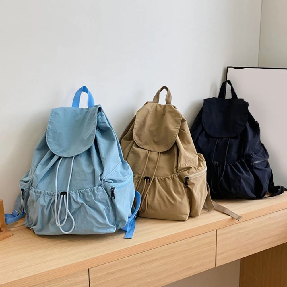 Korean Drawstring Pocket Backpacks New Oxford School Women Backpack Large Capacity Travel Bag Unisex Sports Backpack