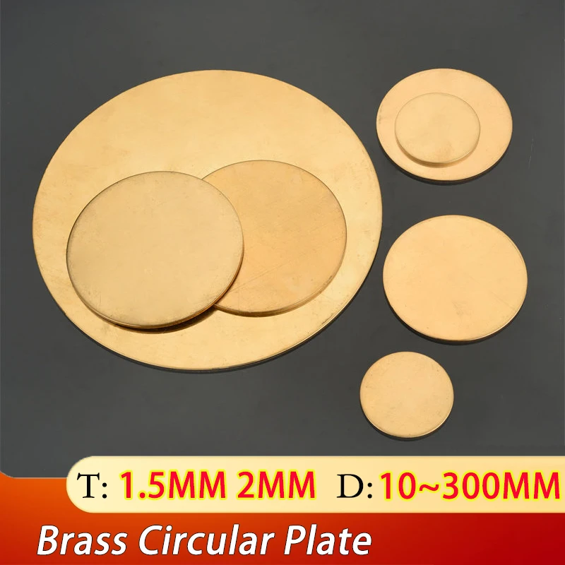 

﻿ 1~4pcs Thickness:1.5mm 2mm Diameter:10/15/20/25/30/35/40/45~300mm Brass Disc Plate H62 Brass Round Plate Gasket Parts