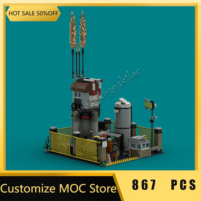 

867 PCS MOC Creative City Street View Modular Small Refenery Model Architecture Building Blocks Kids Assembly Bricks Toys Gifts