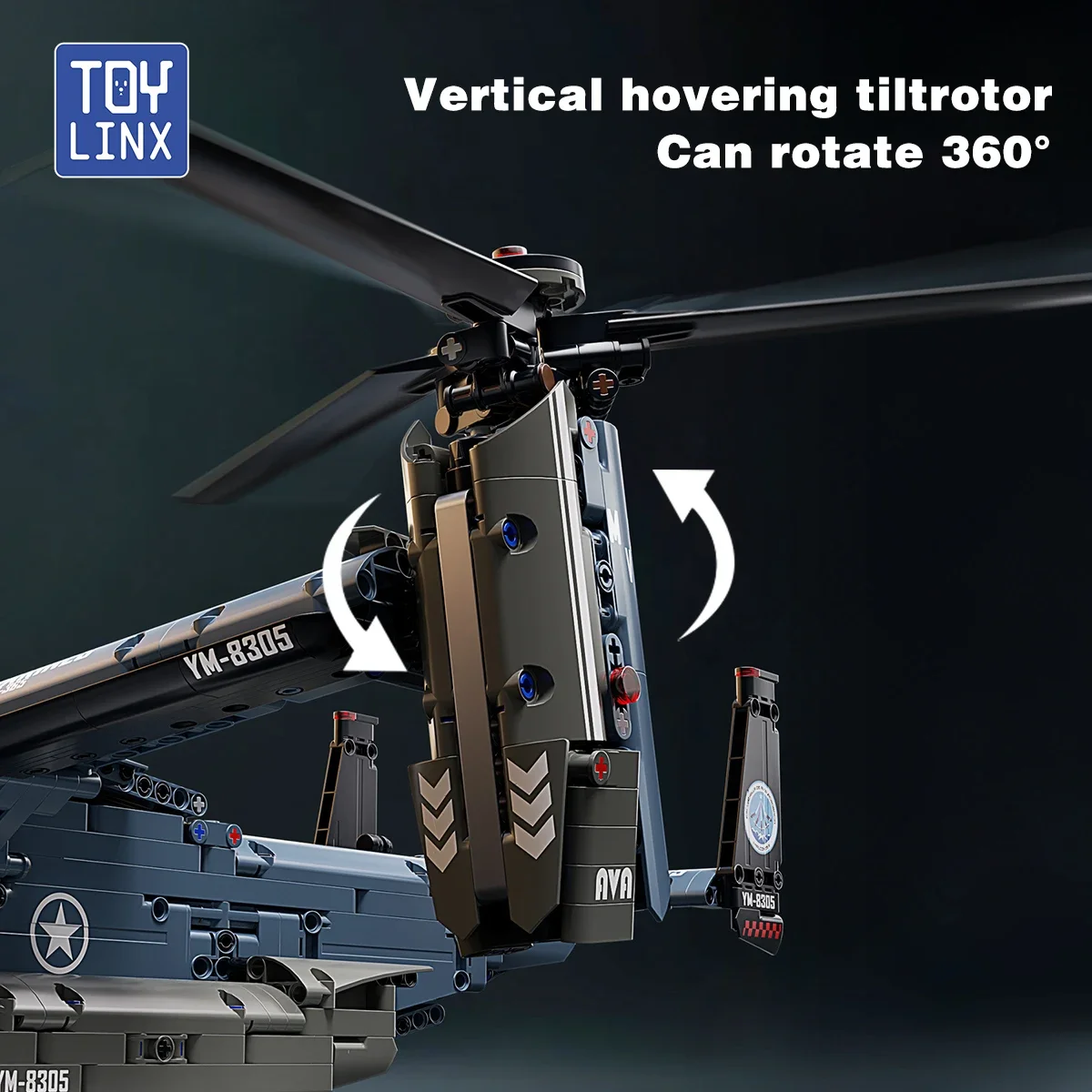 ชุดตัวต่อเครื่องบินโอสเพรย์ระดับพรีเมียม 1486 ชิ้น ตัวต่อรูปปลา นกอินทรี เครื่องบินรบ ของเล่นเสริมพัฒนาการ ของขวัญวันเกิด